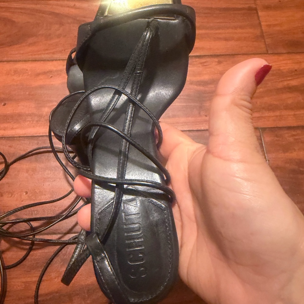 SCHUTZ Black Wrap-Around Stiletto Sandal - Picture 5 of 10